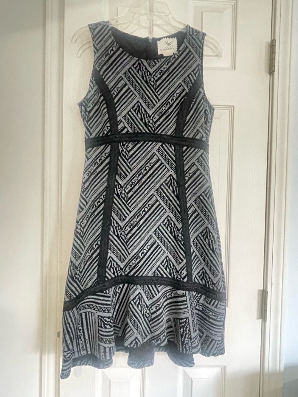 Tabitha Anthropologie Fit and Flare Black/Gray Dress